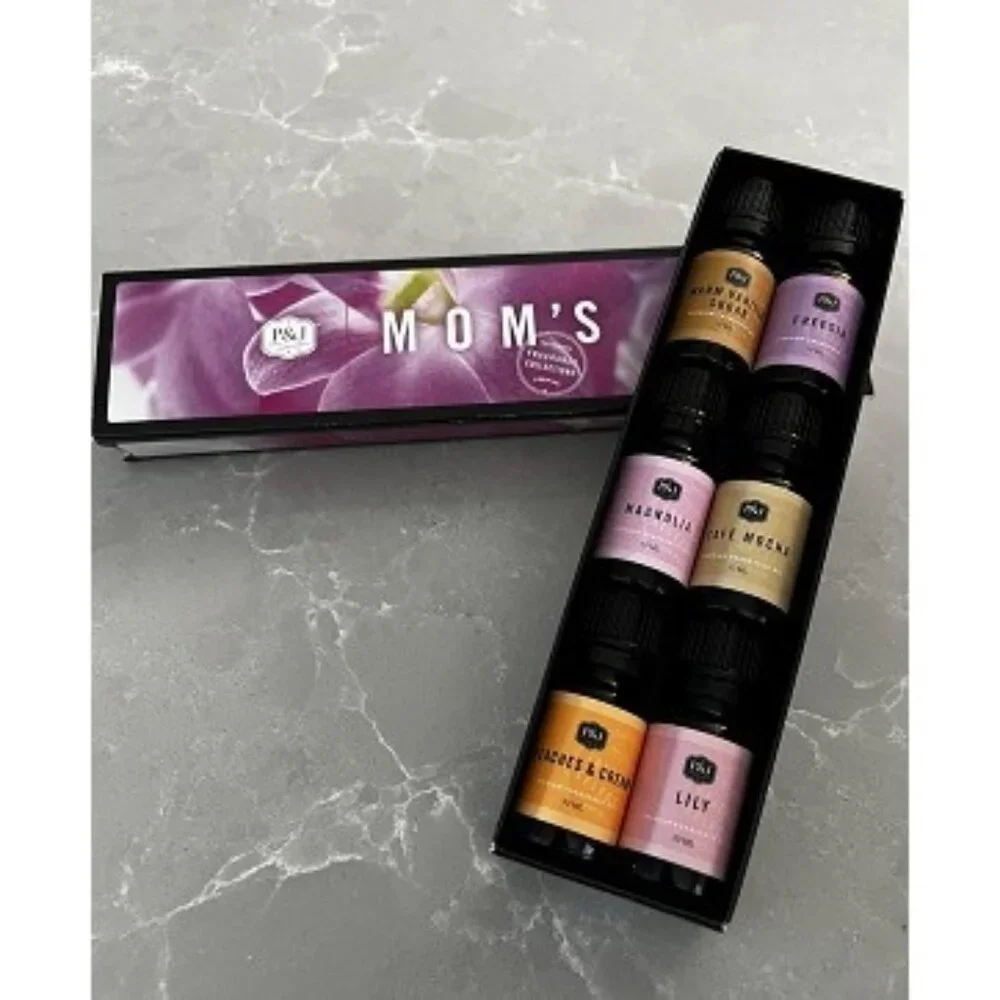 New Mom's Set of 6 Fragrance Oils - Lily, Magnolia, Peaches & Cream,Diffuser Oil